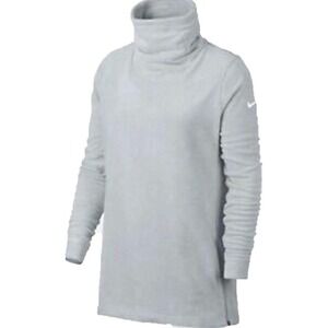 Nike Therma Women's Tunic Training Fleece Top Pullover Gray Long Sleeve Medium